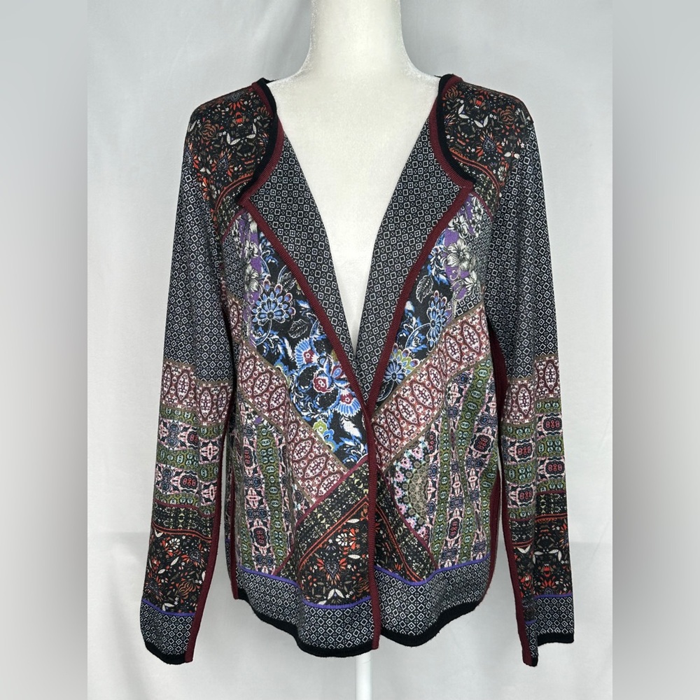 Bianca Open Front Cardigan Sweater Jacket Bohemian Patchwork Sz‎ 14